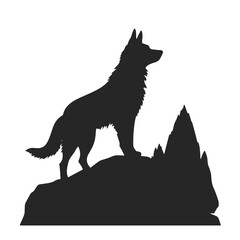 coyote,wolf on hill logo design,silhouette,element for vintage logo.conceptual illustrator vector