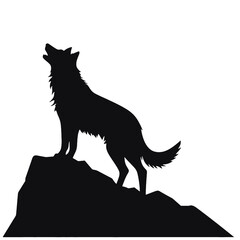 coyote,wolf on hill logo design,silhouette,element for vintage logo.conceptual illustrator vector