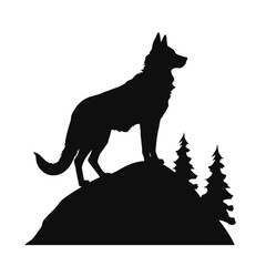 coyote,wolf on hill logo design,silhouette,element for vintage logo.conceptual illustrator vector