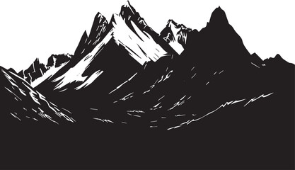 Mountain landscape vector. Silhouette vector icon