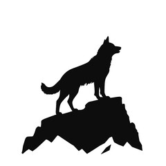 coyote,wolf on hill logo design,silhouette,element for vintage logo.conceptual illustrator vector