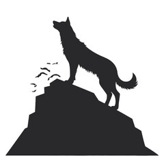 coyote,wolf on hill logo design,silhouette,element for vintage logo.conceptual illustrator vector
