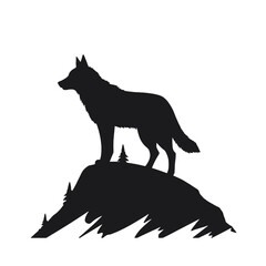 coyote,wolf on hill logo design,silhouette,element for vintage logo.conceptual illustrator vector