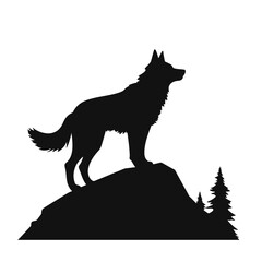 coyote,wolf on hill logo design,silhouette,element for vintage logo.conceptual illustrator vector