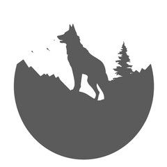 coyote,wolf on hill logo design,silhouette,element for vintage logo.conceptual illustrator vector