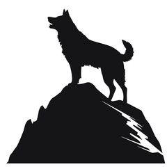 coyote,wolf on hill logo design,silhouette,element for vintage logo.conceptual illustrator vector