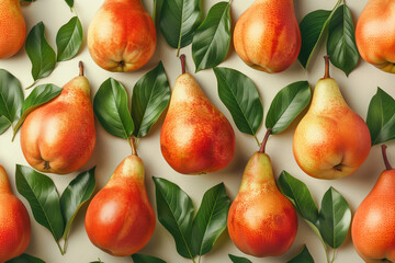 Obraz premium Pattern of pears and leaves