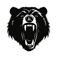 Hand drawn Bear Head illustration. Vintage woodcut engraving style vector illustration. Black and white versions.