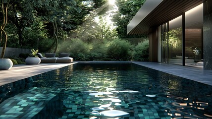 an impressive and elegant swimming pool design - obrazy, fototapety, plakaty