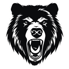 Hand drawn Bear Head illustration. Vintage woodcut engraving style vector illustration. Black and white versions.