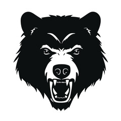 Hand drawn Bear Head illustration. Vintage woodcut engraving style vector illustration. Black and white versions.