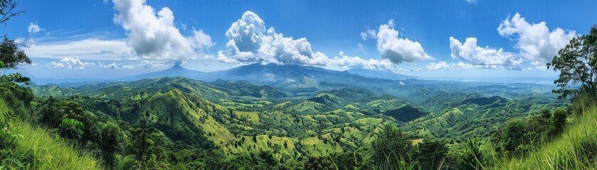 costa rican mountains overview - obrazy, fototapety, plakaty