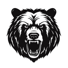 Hand drawn Bear Head illustration. Vintage woodcut engraving style vector illustration. Black and white versions.