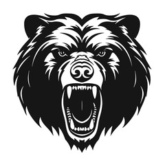 Hand drawn Bear Head illustration. Vintage woodcut engraving style vector illustration. Black and white versions.