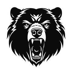 Howling bear head hand drawn logo design illustration