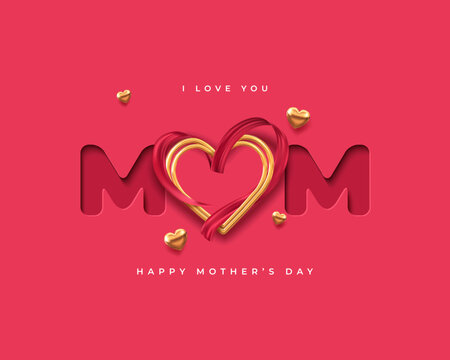 Mother's Day modern background with decor elements. 3d vector illustration.	