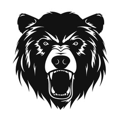 Howling bear head hand drawn logo design illustration