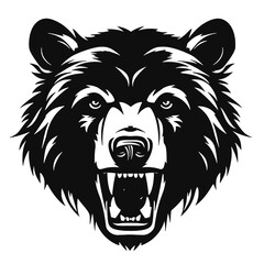 Howling bear head hand drawn logo design illustration