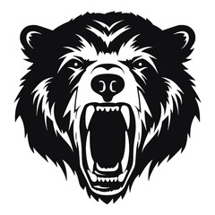 Howling bear head hand drawn logo design illustration