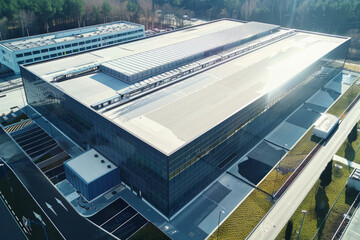 Aerial view of a data center for AI computing - obrazy, fototapety, plakaty