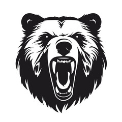 Howling bear head hand drawn logo design illustration