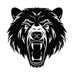 Howling bear head hand drawn logo design illustration