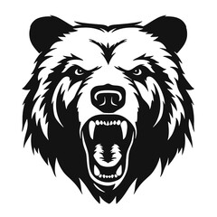 Howling bear head hand drawn logo design illustration