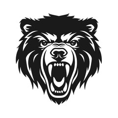 Howling bear head hand drawn logo design illustration