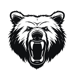 Howling bear head hand drawn logo design illustration