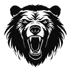 Fototapeta premium Howling bear head hand drawn logo design illustration