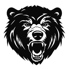 Howling bear head hand drawn logo design illustration