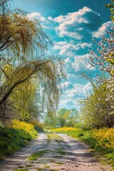 Beautiful nature with blooming willow branches.