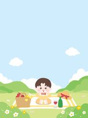 Obraz na płótnie Canvas spring picnic cute illustration