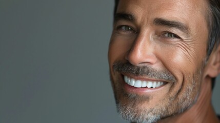 Fototapeta premium Mature Man with a Charming Smile and Grey Beard. Generative ai