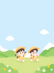 spring picnic cute illustration