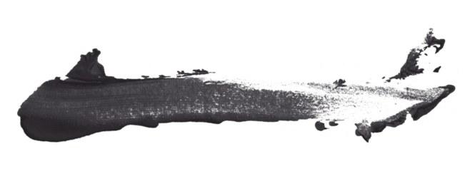 Shiny black brush watercolor painting isolated on transparent background. watercolor png