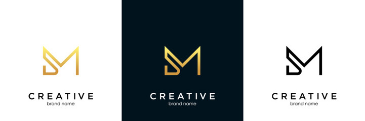 SM logo letter design on luxury background. MS logo monogram initials letter concept. SM icon logo design.