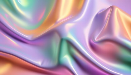 Seamless trendy iridescent rainbow foil texture. Soft holographic pastel unicorn marble background pattern. Modern pearlescent blurry abstract swirl illustration. 
