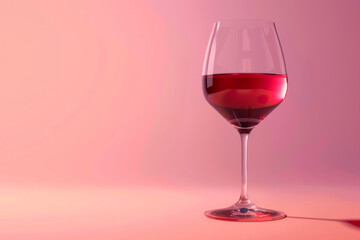 Isolated wine glass with red wine on color background