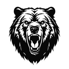 Growling bear head isolated on white background. Vector illustration