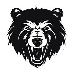 Growling bear head isolated on white background. Vector illustration