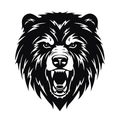 Growling bear head isolated on white background. Vector illustration