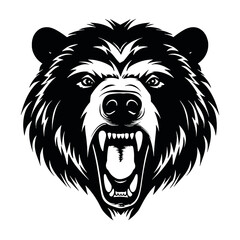 Fototapeta premium Growling bear head isolated on white background. Vector illustration