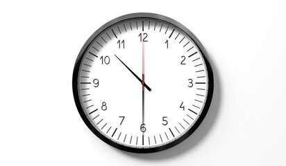 Time at half past 10 o clock - classic analog clock on white background - 3D illustration