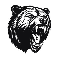 Growling bear head isolated on white background. Vector illustration