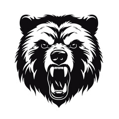 Fototapeta premium Growling bear head isolated on white background. Vector illustration
