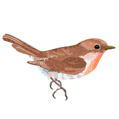 Small bird chick warbler Sylvia curruca low-polygon vector illustration editable hand draw