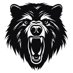 Growling bear head isolated on white background. Vector illustration
