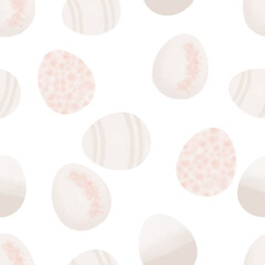 Seamless pattern with easter eggs, hand drawn illustration in watercolor style