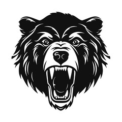 Growling bear head isolated on white background. Vector illustration